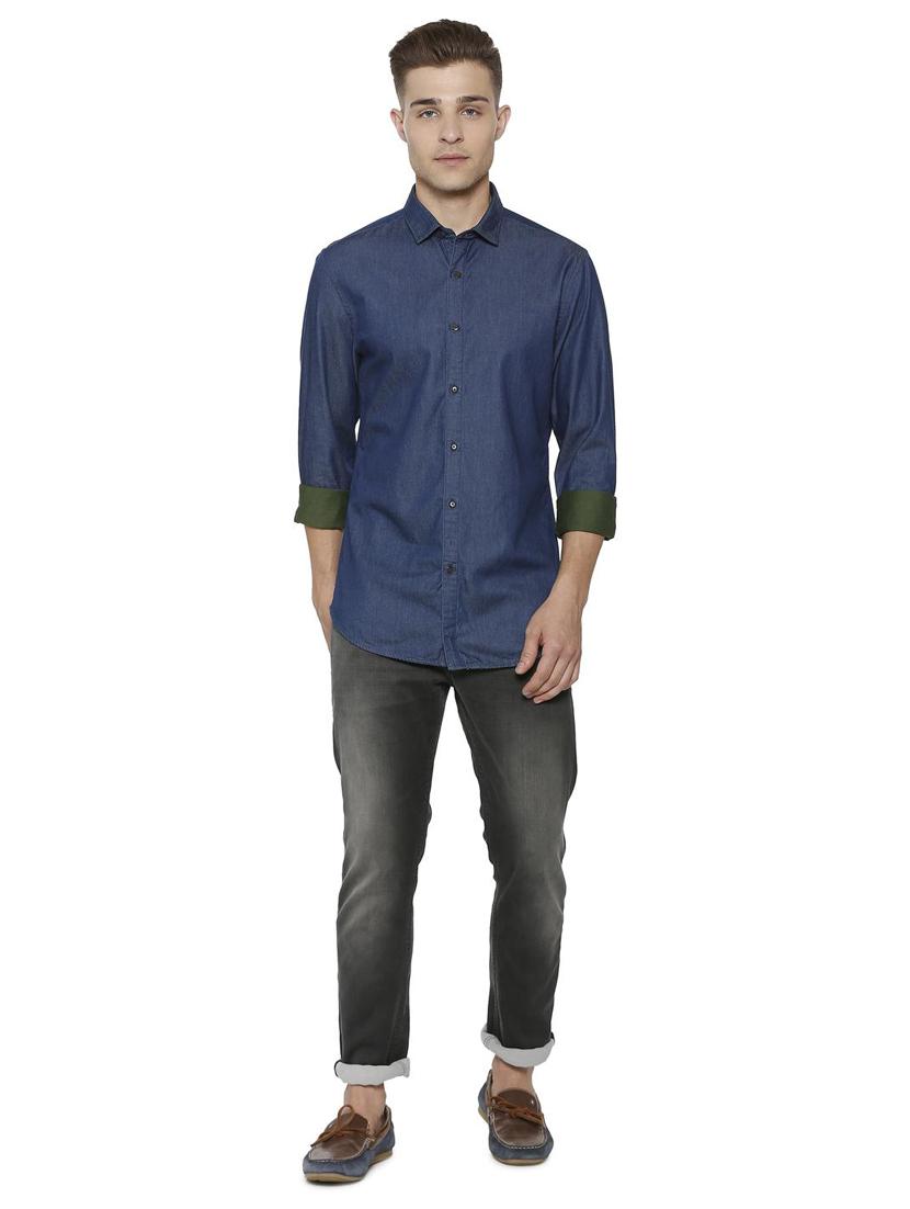 blue cotton casual shirt (reversible) - 15648032 - Zoom Image - 5