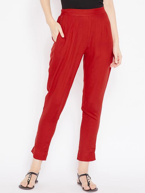 red viscose others trousers - 15648803 - Standard Image - 1