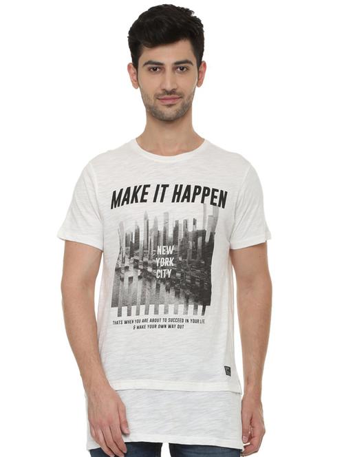 white cotton chest print t-shirt - 15648882 - Standard Image - 1