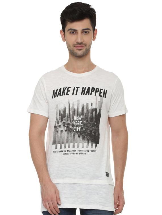 white cotton chest print t-shirt - 15648882 - Zoom Image - 1