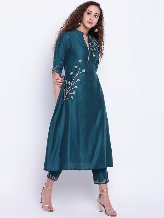 gota work kurta with pant set - 15649783 - Zoom Image - 1
