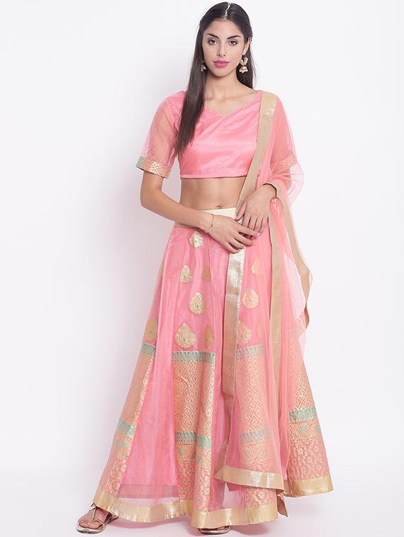 zari flared lehenga set - 15649791 - Zoom Image - 1