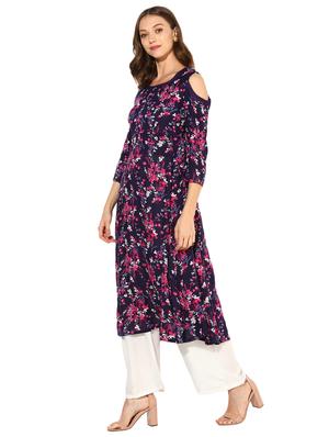 ditsy floral flared kurta - 15650165 - Standard Image - 2