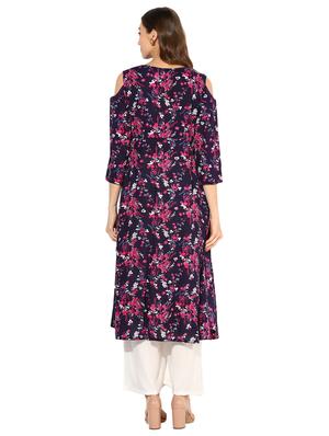 ditsy floral flared kurta - 15650165 - Standard Image - 3