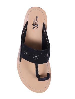 black one toe kolhapuris - 15650248 - Standard Image - 4