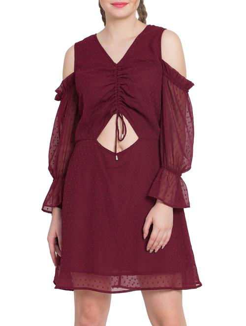 ruched cut out detail a-line dress - 15650336 - Standard Image - 1