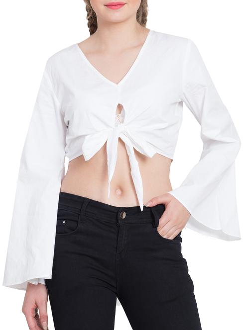 tie up front crop top - 15650376 - Standard Image - 1