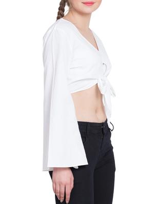 tie up front crop top - 15650376 - Standard Image - 2