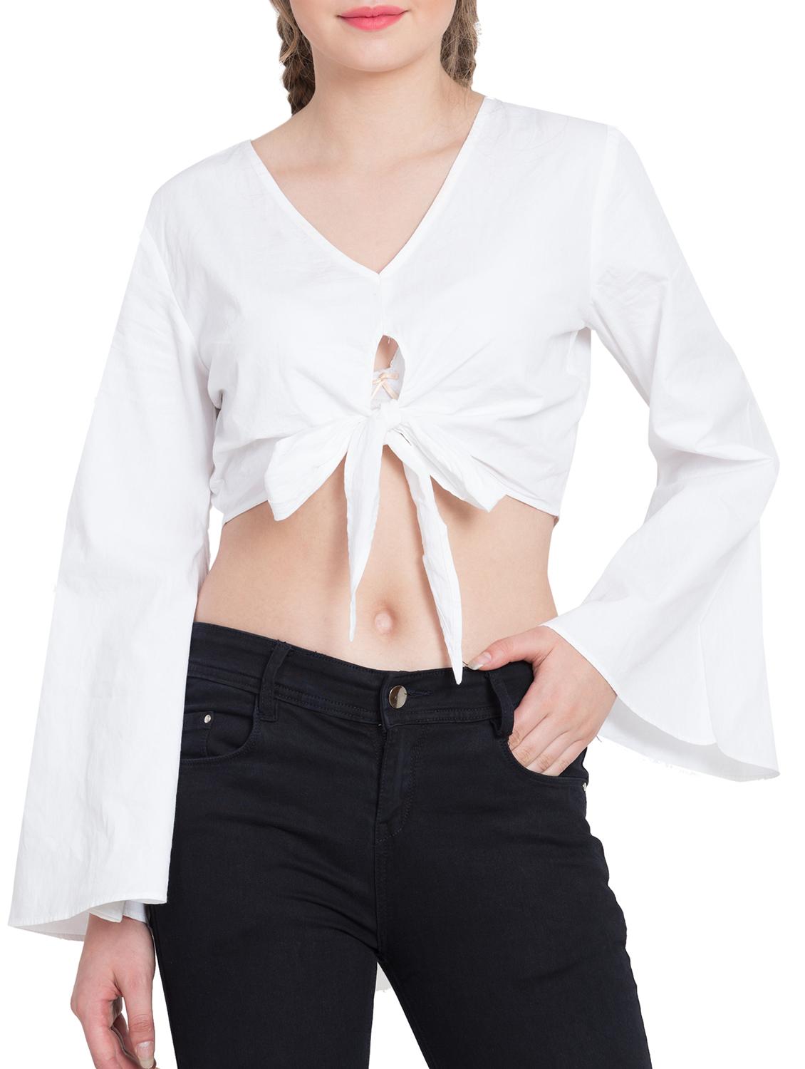 tie up front crop top - 15650376 - Zoom Image - 1