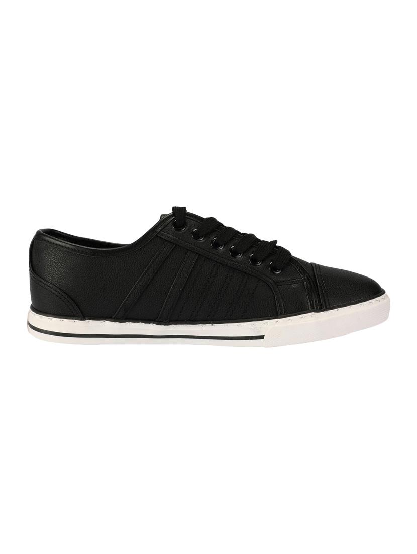 black leatherette lace up sneakers - 15650525 - Zoom Image - 2