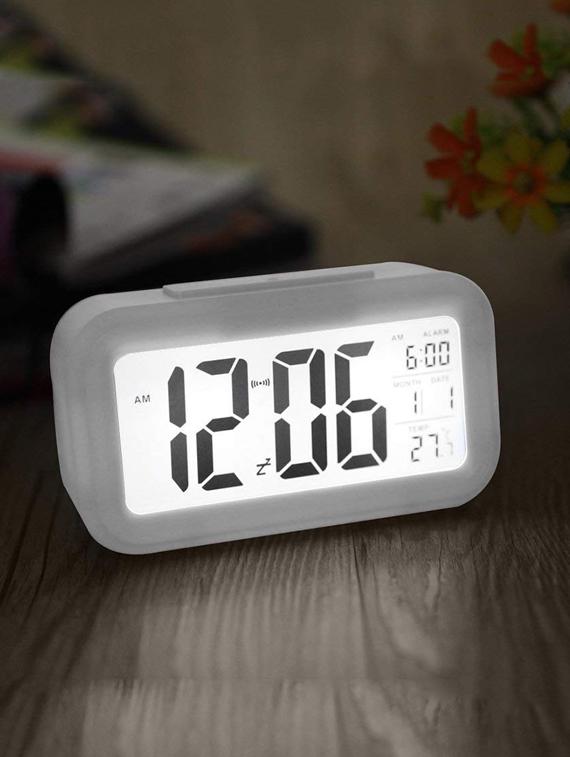 Smart Digital Alarm Clock with Automatic Sensor Backlight, Snooze Alarm, Date and Temperature for Home and Office (White) - 15650622 - Zoom Image - 1