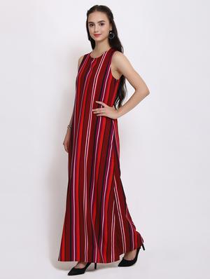 sleeveless striped maxi dress - 15651120 - Standard Image - 2