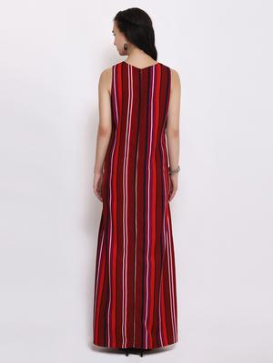 sleeveless striped maxi dress - 15651120 - Standard Image - 3