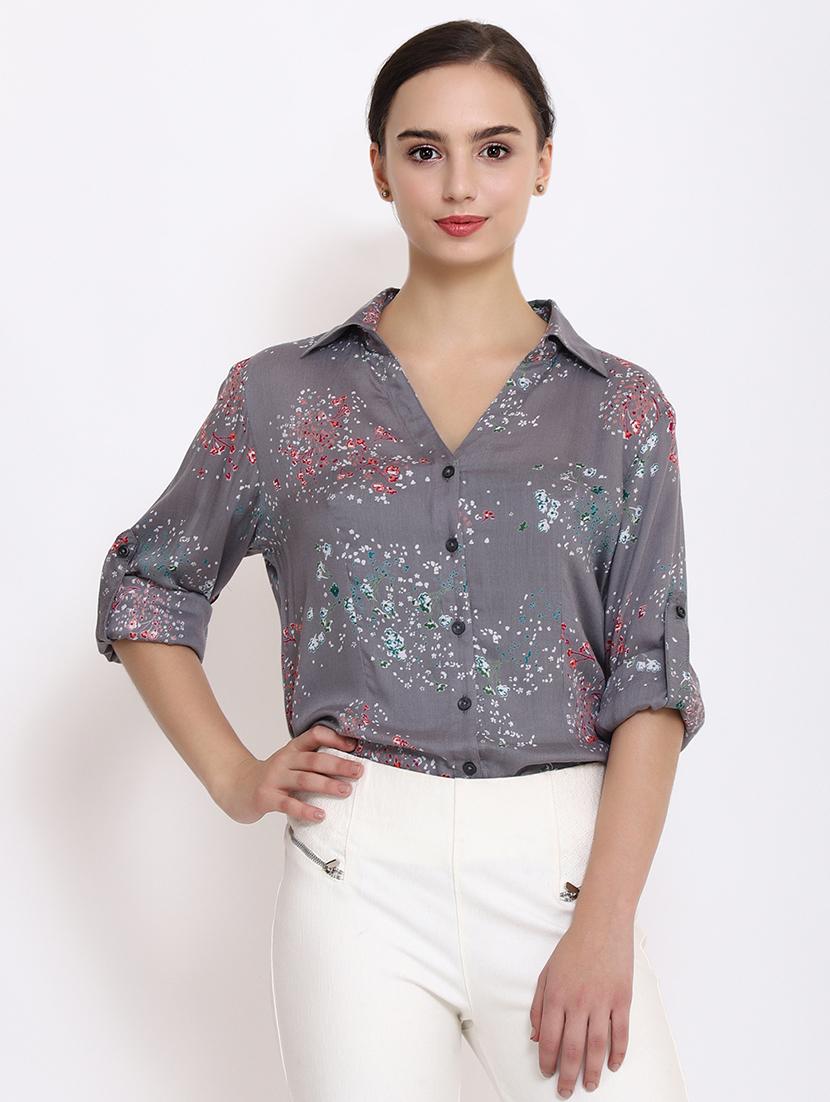 roll-up sleeved ditsy floral shirt - 15651122 - Zoom Image - 1
