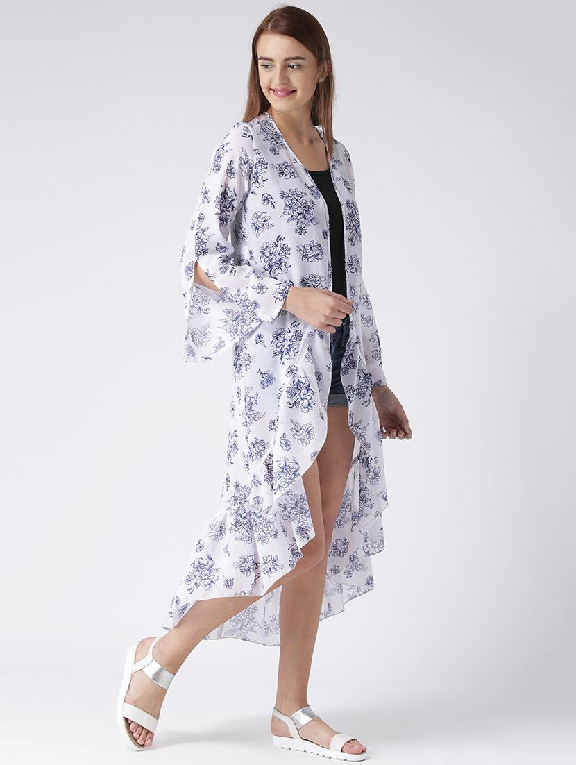 slit sleeved asymmetric floral shrug - 15652182 - Zoom Image - 2