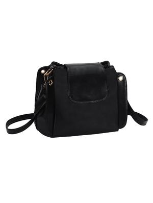 black leatherette (pu) regular sling bag - 15652905 - Standard Image - 4
