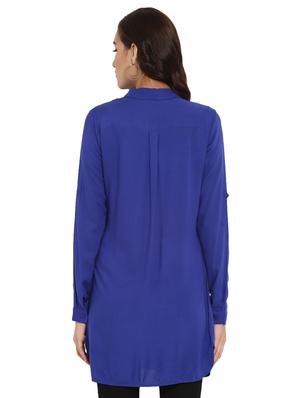 blue viscose aline kurti - 15653470 - Standard Image - 3