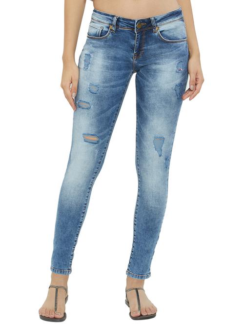 stone washed distressed jeans - 15653983 - Standard Image - 1