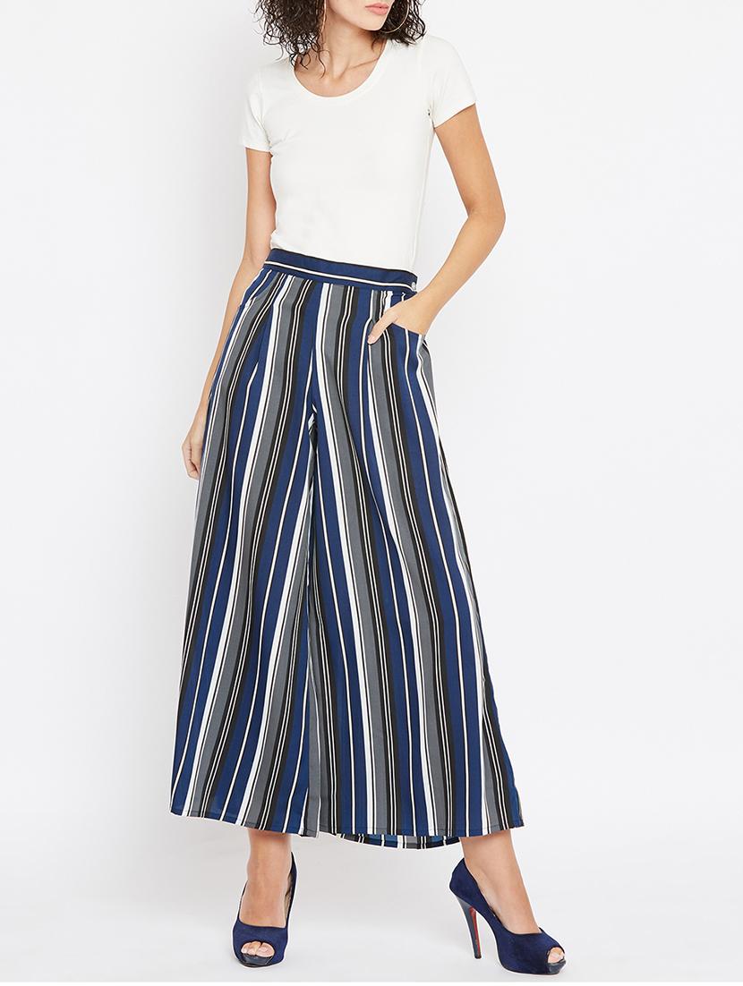high rise striped palazzo - 15654675 - Zoom Image - 5