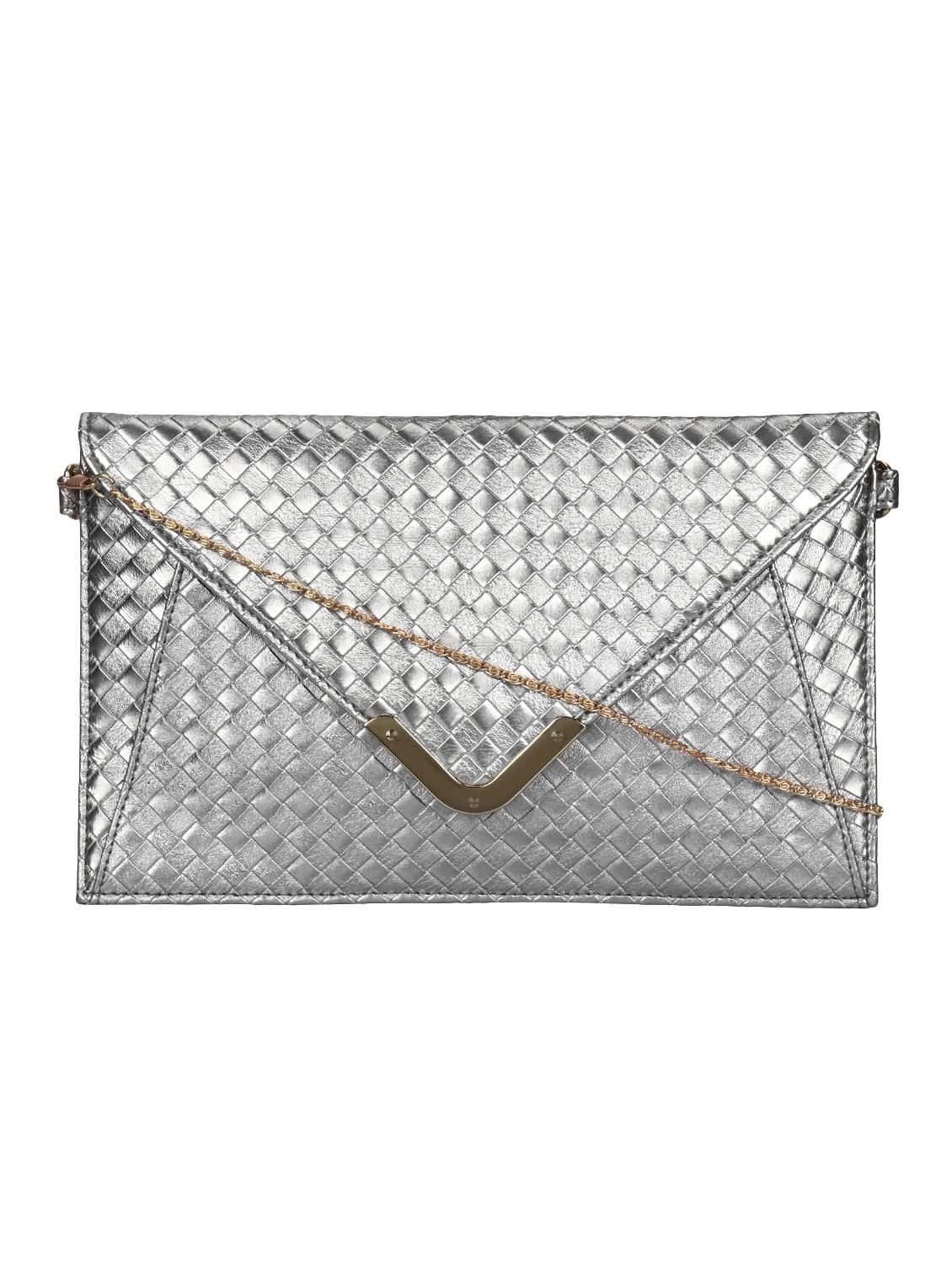 silver leatherette (pu) envelope clutch - 15655602 - Zoom Image - 1