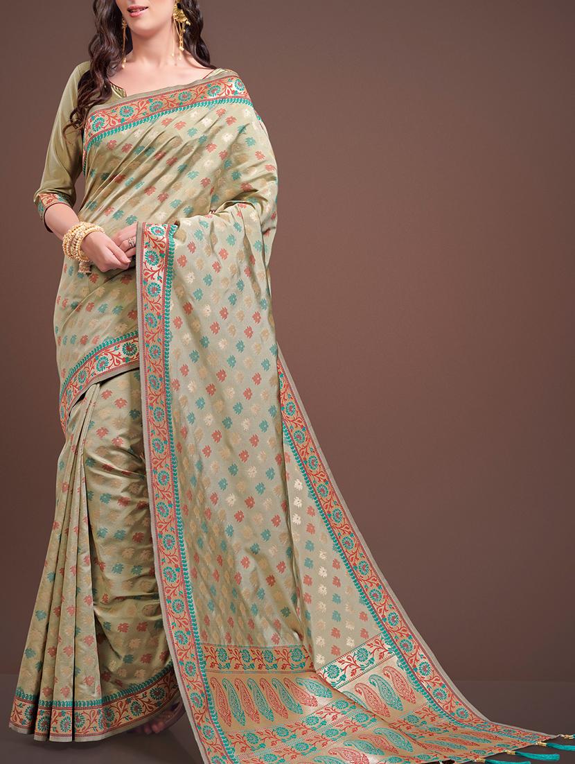 zari motif kanjivaram saree with blouse - 15656669 - Zoom Image - 1