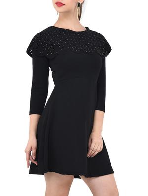 embellished a-line dress with cut work - 15656993 - Standard Image - 2