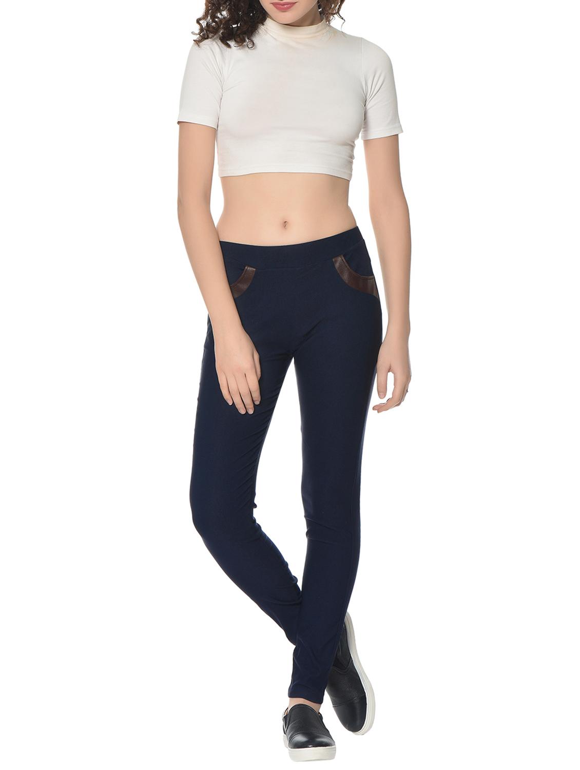 leather patch mid waist jegging - 15657060 - Zoom Image - 4