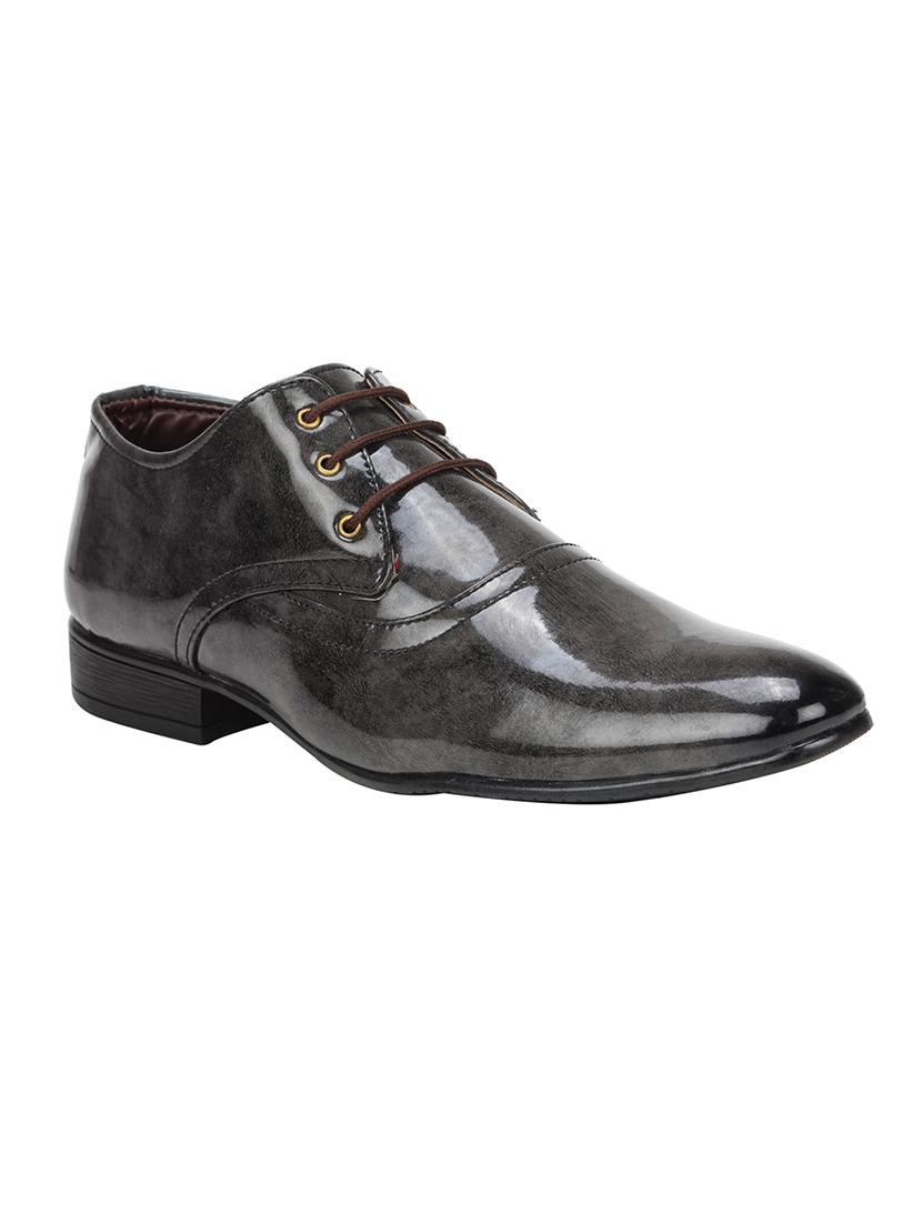 grey Leatherette lace-up derbys - 15658065 - Zoom Image - 1
