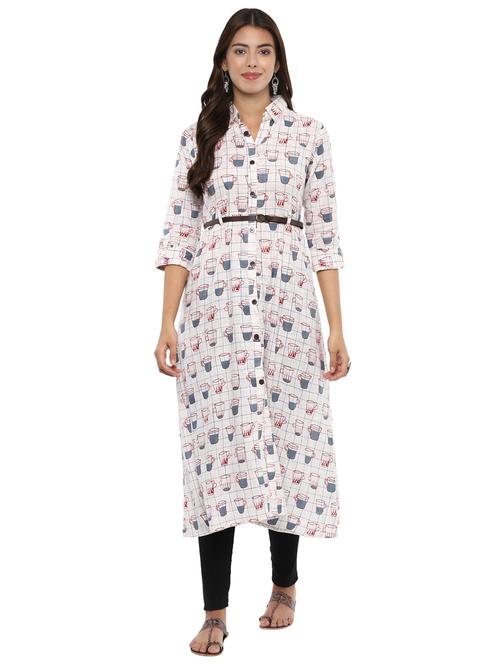 a-line front placket kurta - 15658231 - Very Small Image - 1