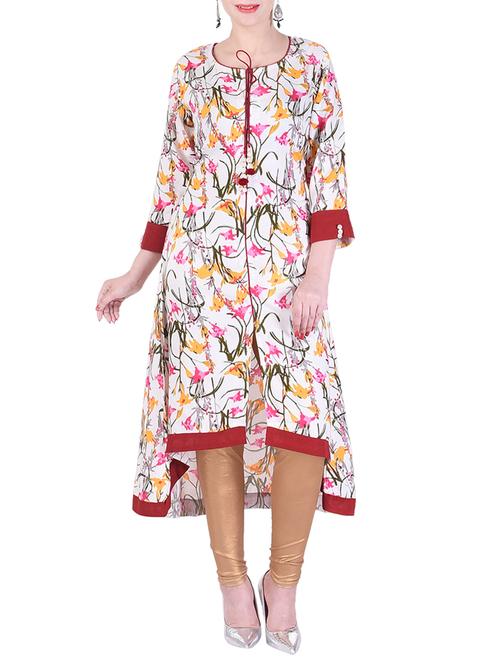 high low printed kurta - 15658412 - Standard Image - 1