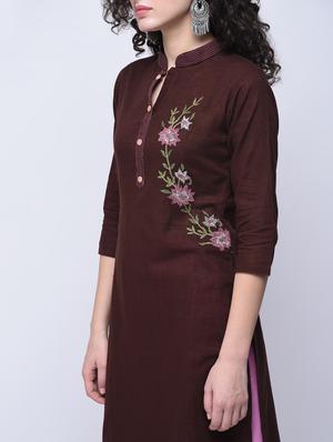embroidered straight kurta - 15658609 - Standard Image - 2