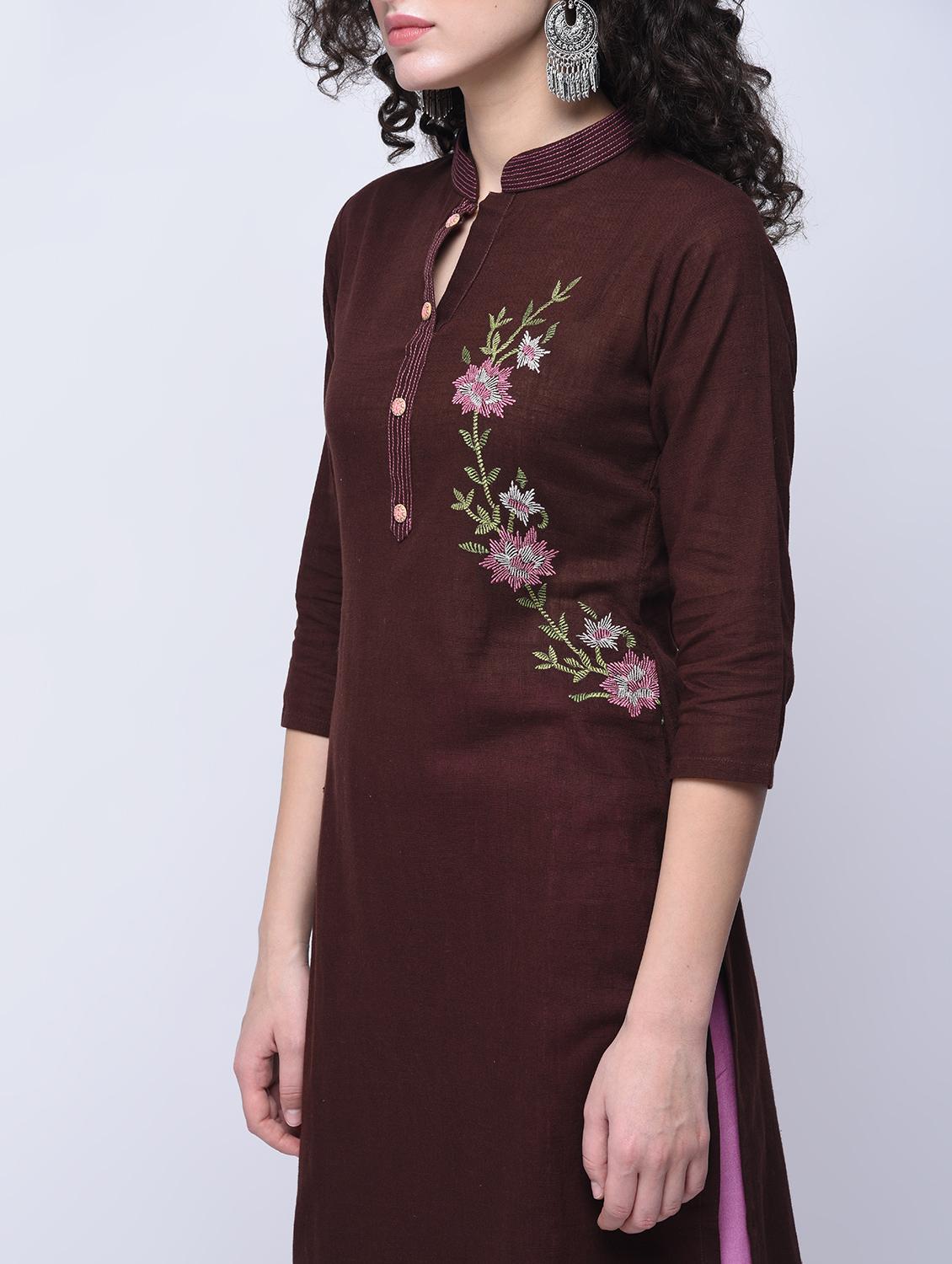 embroidered straight kurta - 15658609 - Zoom Image - 2