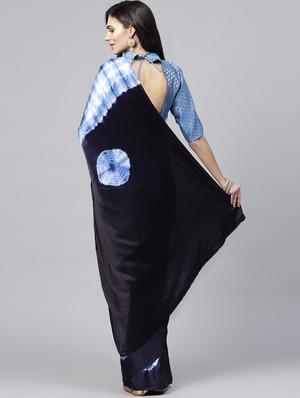 contrast border shibori saree with blouse - 15669503 - Standard Image - 2