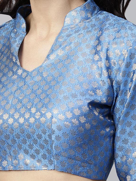 contrast border shibori saree with blouse - 15669503 - Zoom Image - 3
