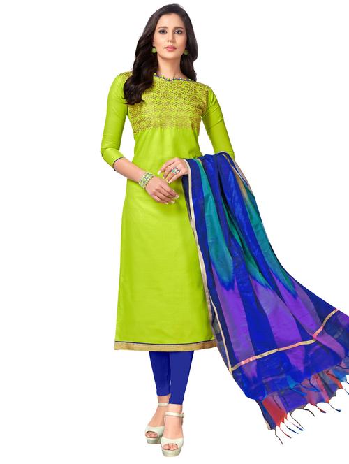 embroidered unstitched churidaar suit - 15669559 - Standard Image - 1