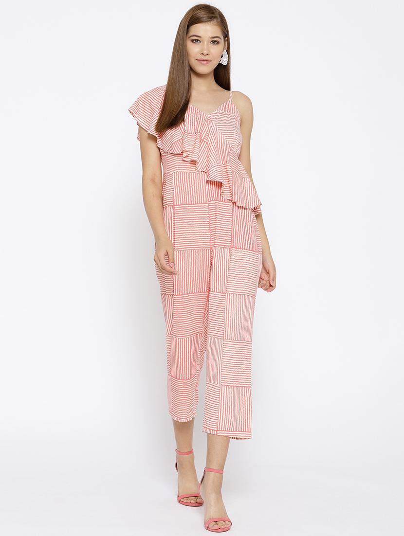 diagonal frill cropped jumsuit with stripes - 15669824 - Zoom Image - 1