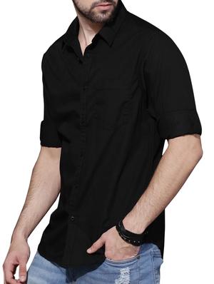 black cotton casual shirt - 15670940 - Standard Image - 2