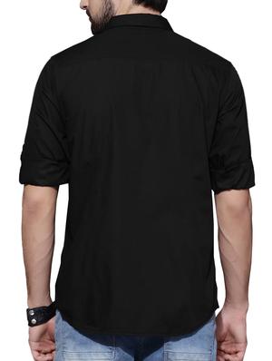 black cotton casual shirt - 15670940 - Standard Image - 3