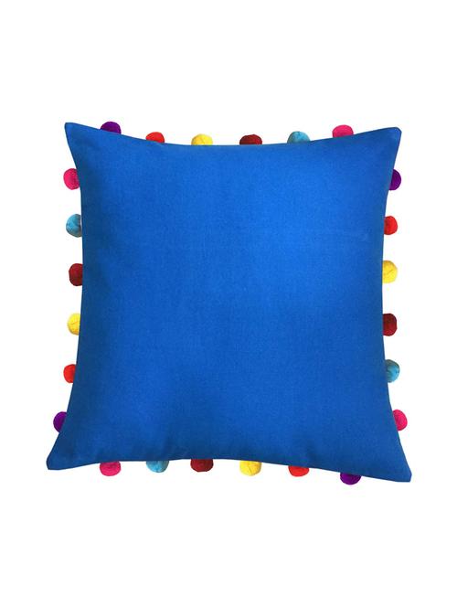 lushomes sky diver cushion cover with colorful pom pom (single pc, 18 x 18”) - 15671568 - Very Small Image - 1