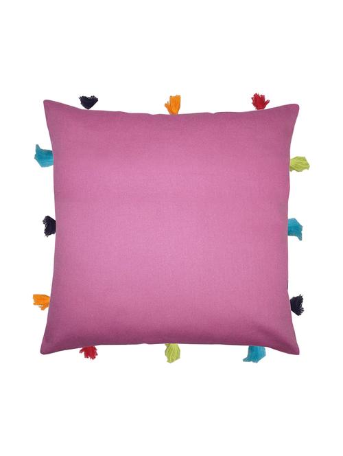 lushomes bordeaux cushion cover with colorful tassels (single pc, 12 x 12?) - 15671637 - Standard Image - 1