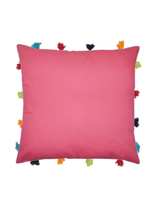 lushomes rasberry cushion cover with colorful tassels (single pc, 14 x 14) - 15671659 - Standard Image - 1