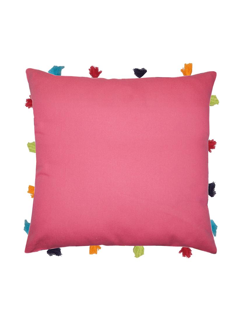 lushomes rasberry cushion cover with colorful tassels (single pc, 14 x 14) - 15671659 - Zoom Image - 1