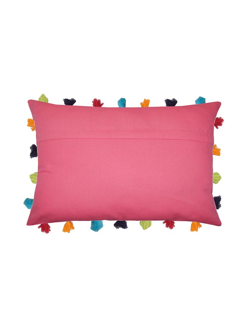 lushomes rasberry cushion cover with colorful tassels (single pc, 14 x 20) - 15671723 - Zoom Image - 2
