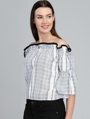 cold shoulder ruffle detailed top - 15671786 - Standard Image - 2