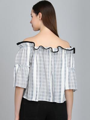 cold shoulder ruffle detailed top - 15671786 - Standard Image - 3