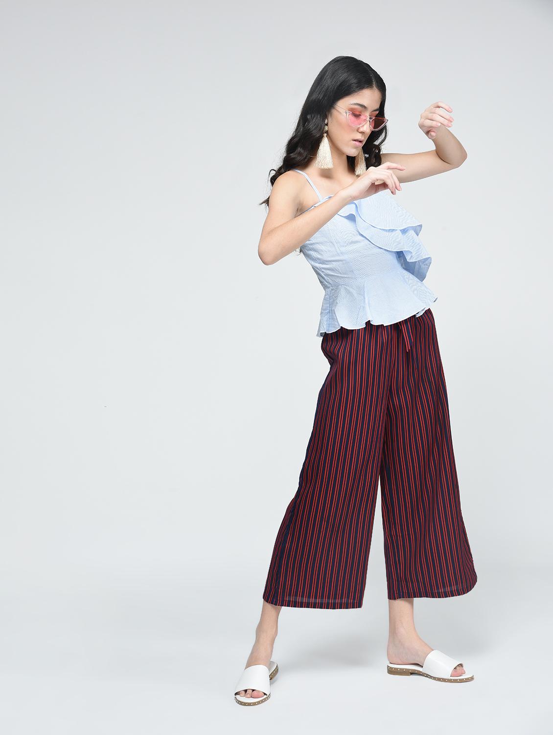 striped self belted palazzo - 15673794 - Zoom Image - 3