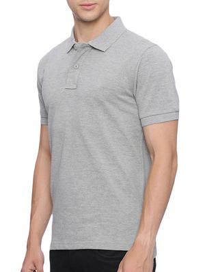 grey solid polo t-shirt - 15674007 - Standard Image - 2
