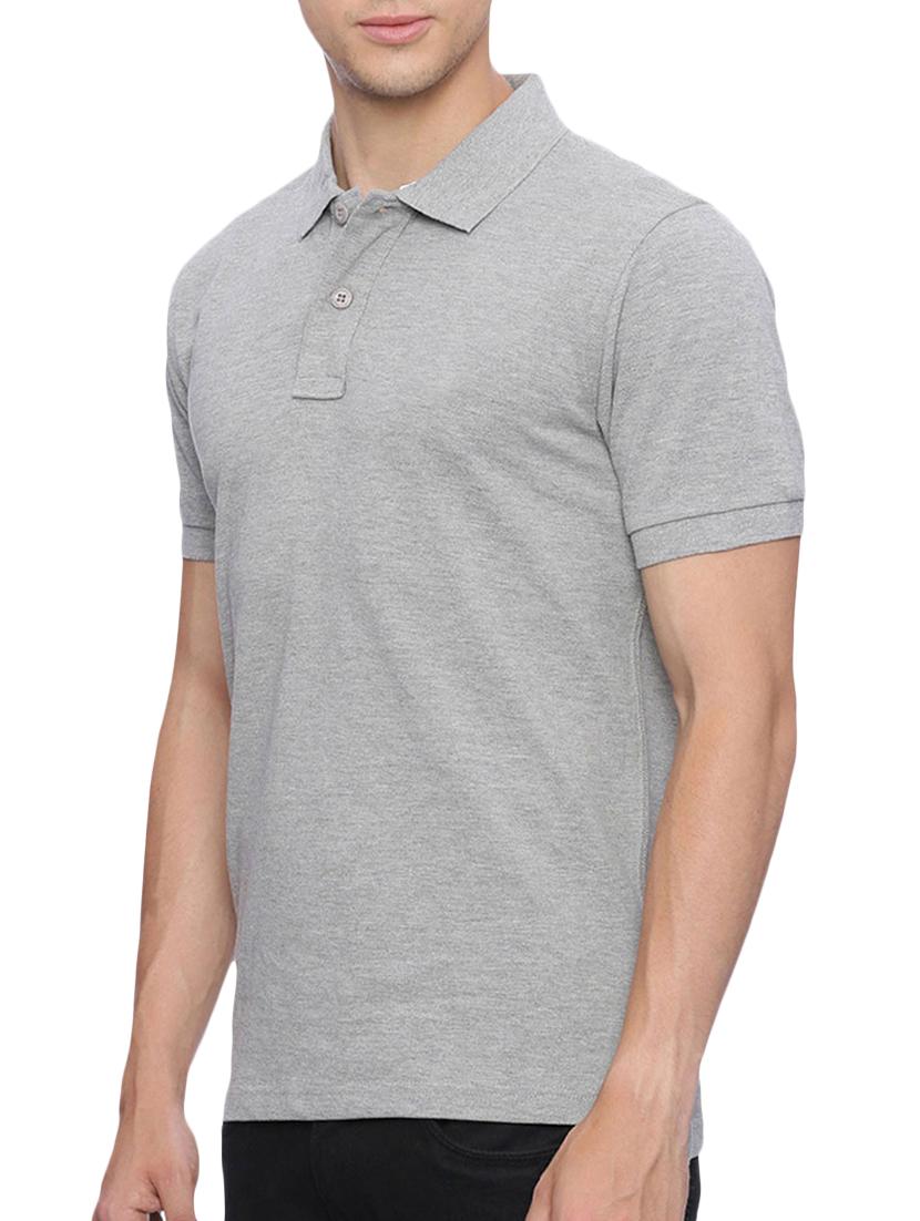 grey solid polo t-shirt - 15674007 - Zoom Image - 2