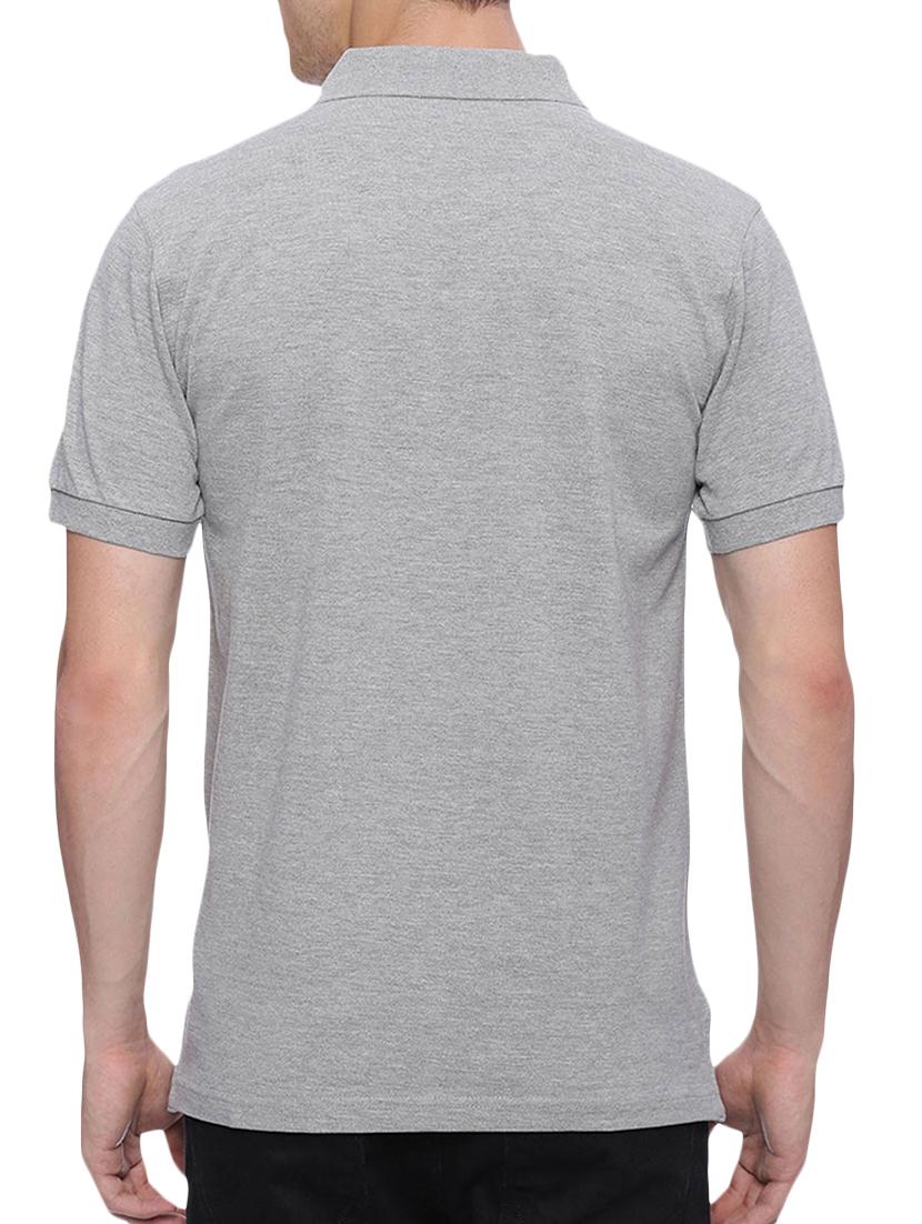 grey solid polo t-shirt - 15674007 - Zoom Image - 3