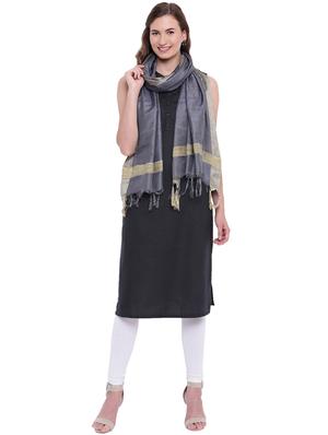 grey silk blend stole - 15674960 - Standard Image - 2
